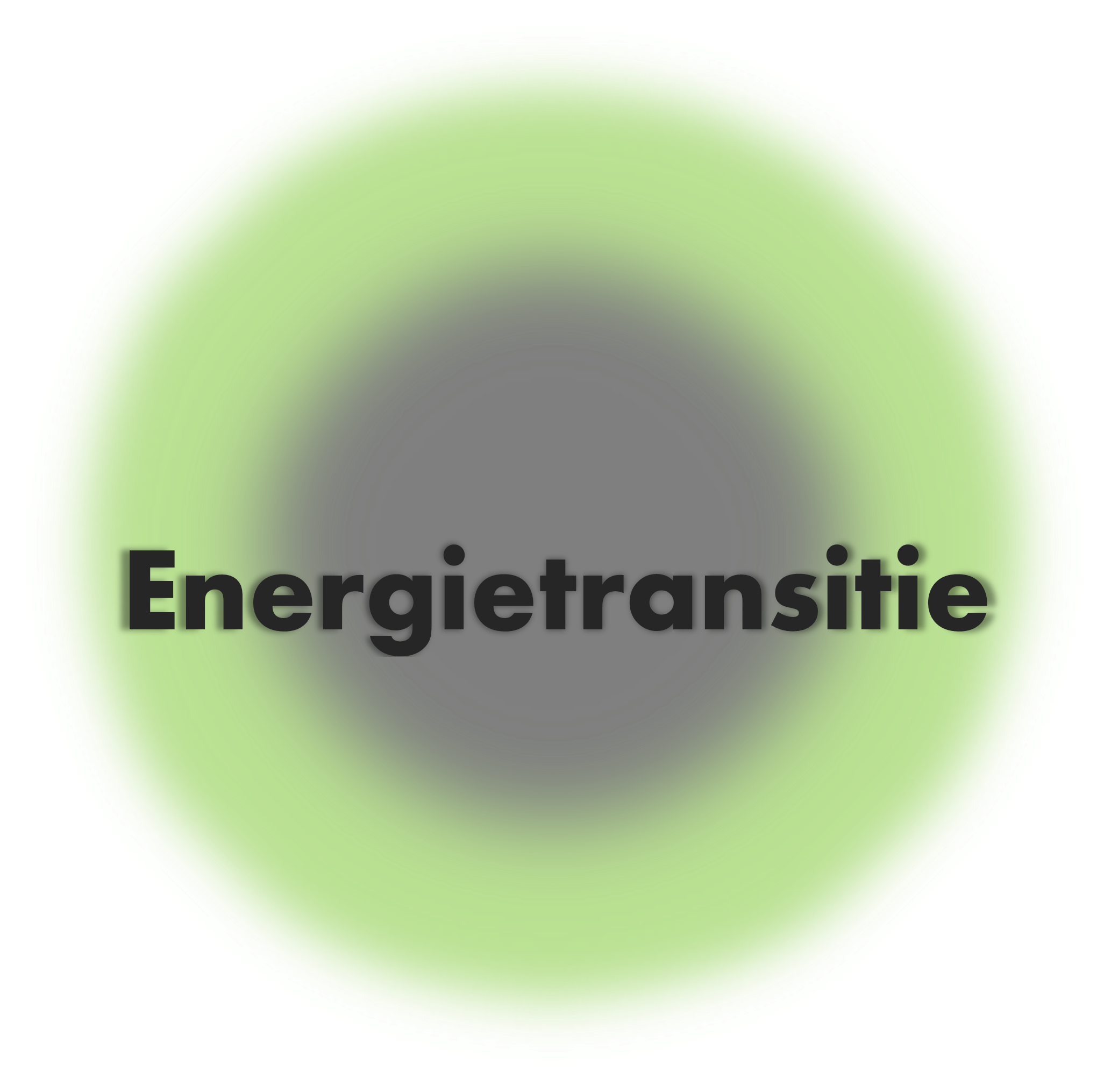 grijze cirkel die naar buiten toe groen uitloopt. daaroverheen het woord Energietransitie